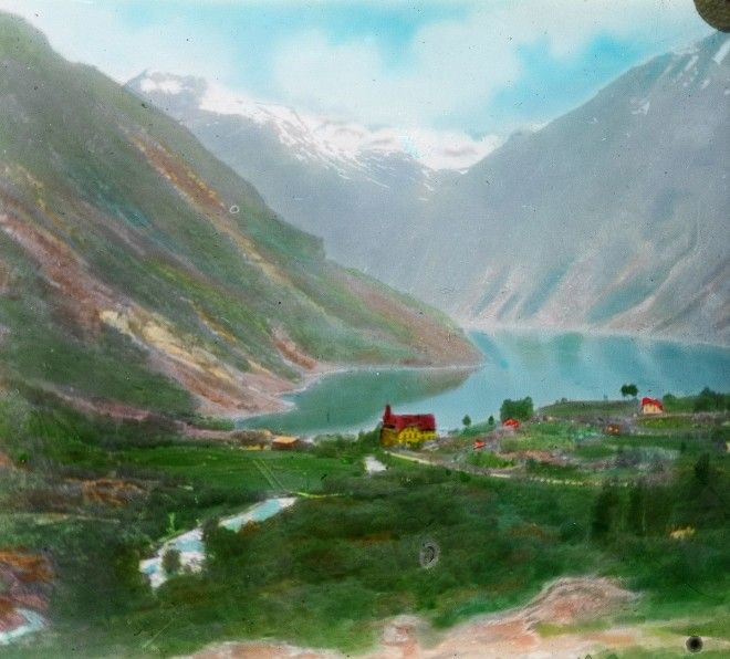 Цветные фотографии красот Норвегии 1900 Год