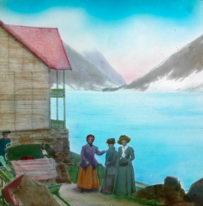 Цветные фотографии красот Норвегии 1900 Год